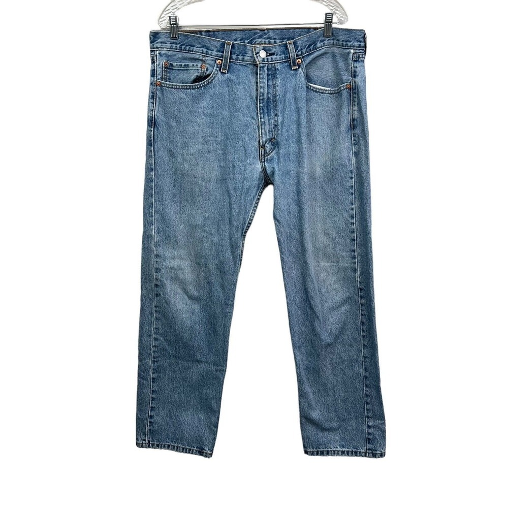 Levis Mens 505 Jeans Straight Leg 5 Pocket Zip Fly Mid Rise Blue Wash Size W38*